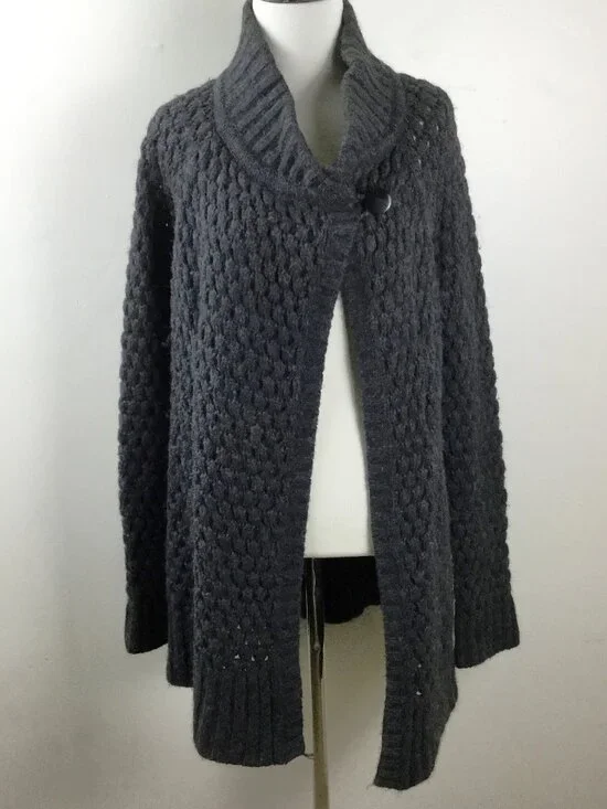 Vince Charcoal Grey One Button Long Cardigan m - Picture 1 of 7